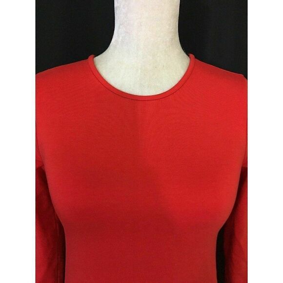 Zara Womens Solid Red Scoop Neck Long Sleeve Fitted Top t shirt Small - Picture 2 of 7